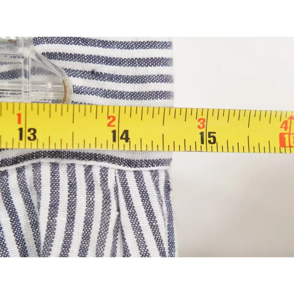 NWT Alex Crane Men's 28x30 White Blue Pinstripe Pants 100% Linen Relaxed Fit